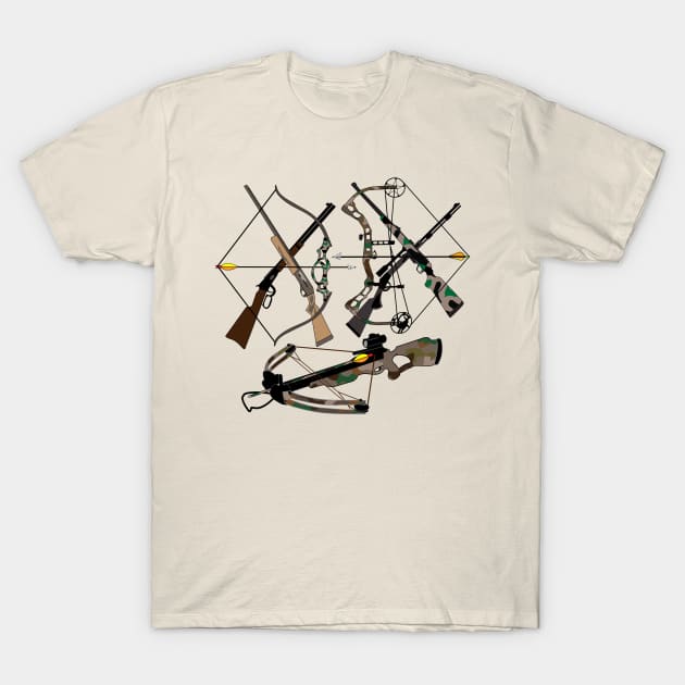 Hunting, illustration, archery, weapons, hunter toys T-Shirt by sandyo2ly